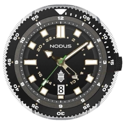 Watch dial with the Operational Horology mark at six o'clock